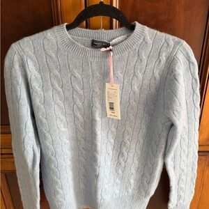 Vineyard Vines Soft Blue Cashmere Cable Knit Sweater